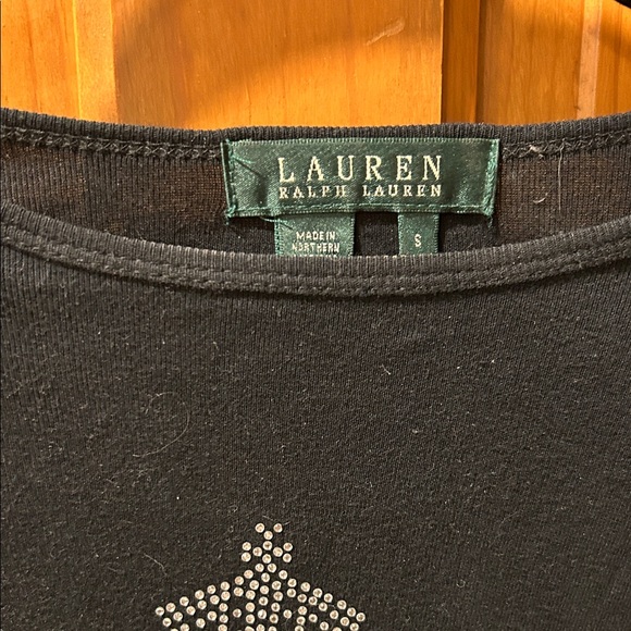 Lauren Ralph Lauren Black Tee‎ with Silver Embellishments - Picture 4 of 5